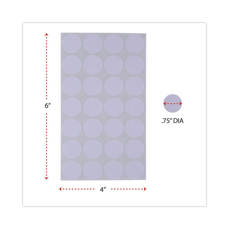 Self-Adhesive Removable Color-Coding Labels, 0.75" dia, White, 28/Sheet, 36 Sheets/Pack