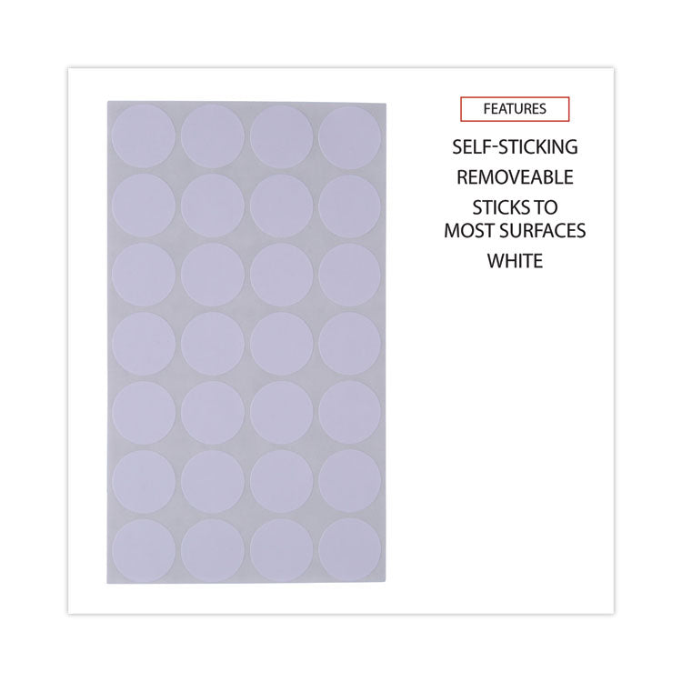Self-Adhesive Removable Color-Coding Labels, 0.75" dia, White, 28/Sheet, 36 Sheets/Pack
