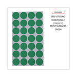Self-Adhesive Removable Color-Coding Labels, 0.75" dia, Green, 28/Sheet, 36 Sheets/Pack