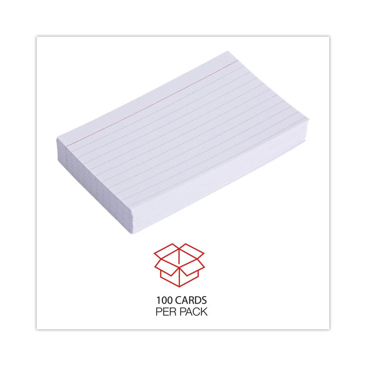 Ruled Index Cards, 3 X 5, White, 100/pack