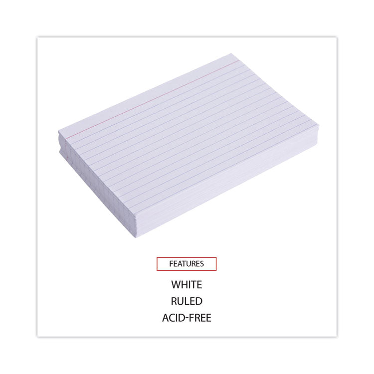 Ruled Index Cards, 4 X 6, White, 100/pack