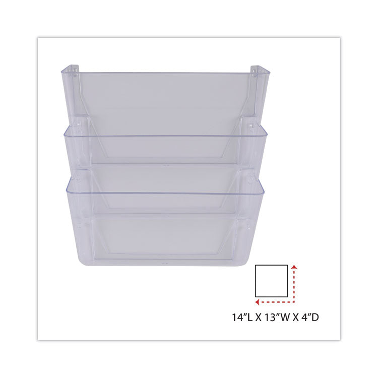 Wall Files, 3 Sections, Letter Size, 13" x 4" x 14", Clear, 3/Set