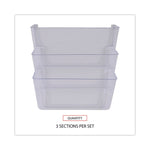 Wall Files, 3 Sections, Letter Size, 13" x 4" x 14", Clear, 3/Set