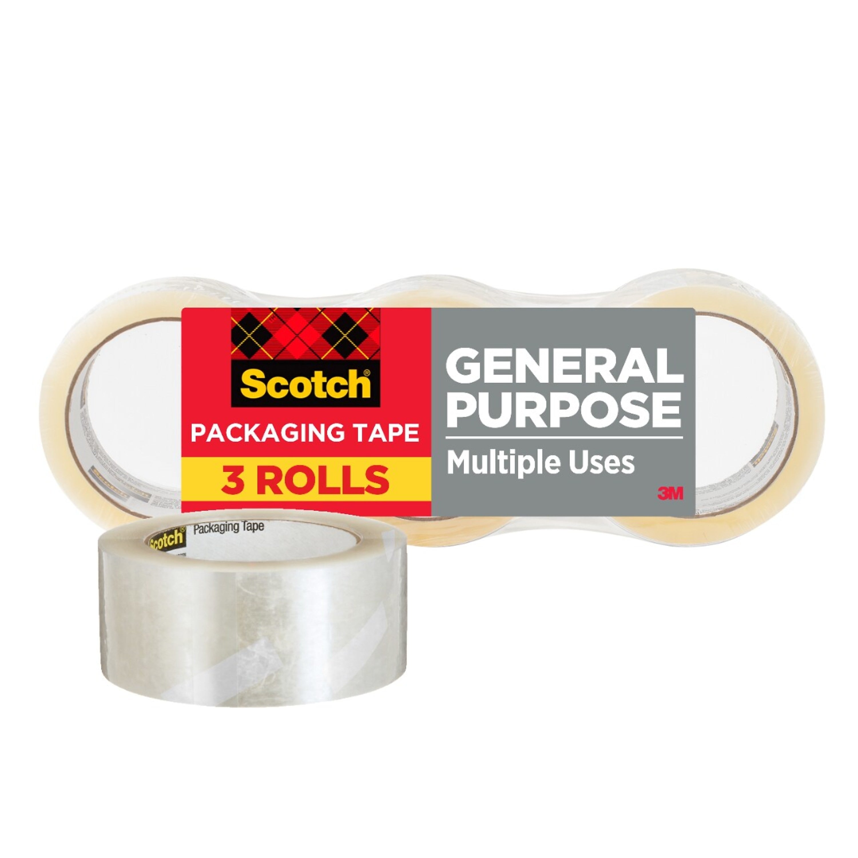 Scotch Heavy Duty Packing Tape, 1.88" x 54.6 yds., Clear, 3/Pack (3350-3)