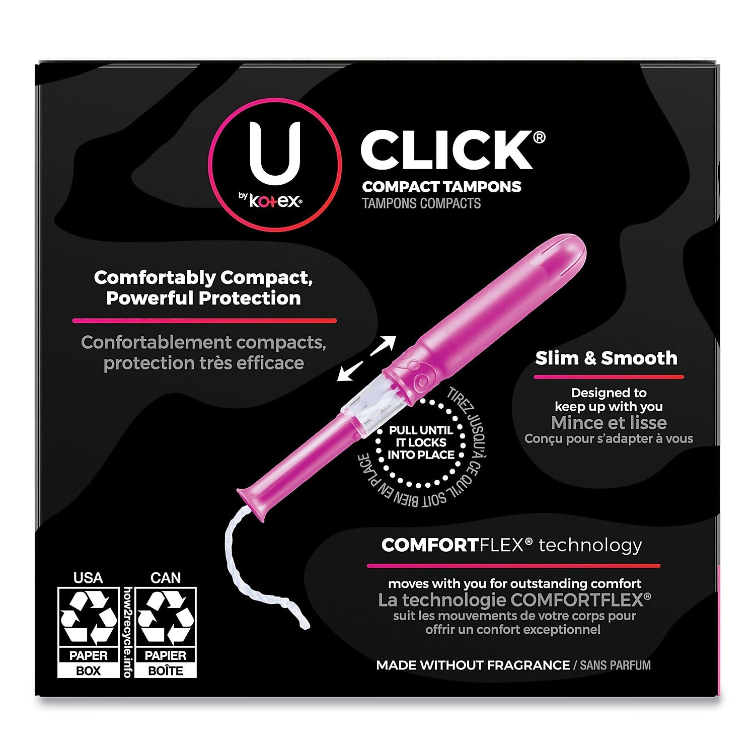 Kotex U Click Compact Super Plus Absorbency Tampons, Plastic Applicator, 16/Box, 8 Boxes/Carton (51582)