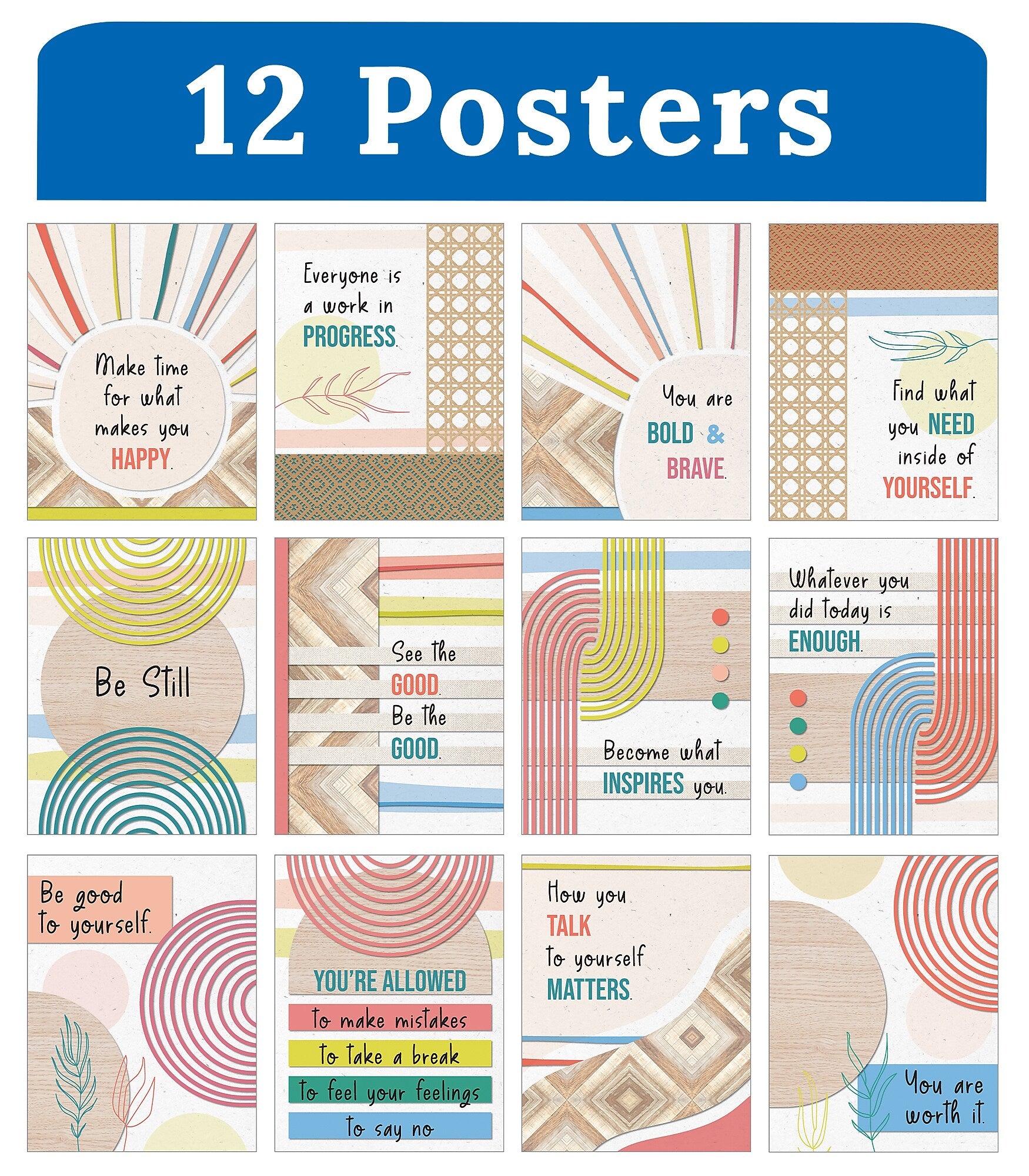 Carson Dellosa Education True to You 8.5" x 11" Motivational Classroom Mini Posters, 12/pack (106078)