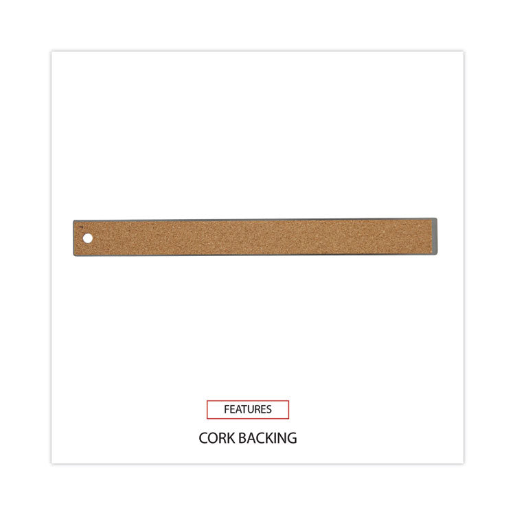 Stainless Steel Ruler With Cork Back And Hanging Hole, Standard/metric, 12" Long
