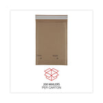 Natural Self-Seal Cushioned Mailer, #0, Barrier Bubble Air Cell Cushion, Self-Adhesive Closure, 6 x 10, Kraft, 200/Carton