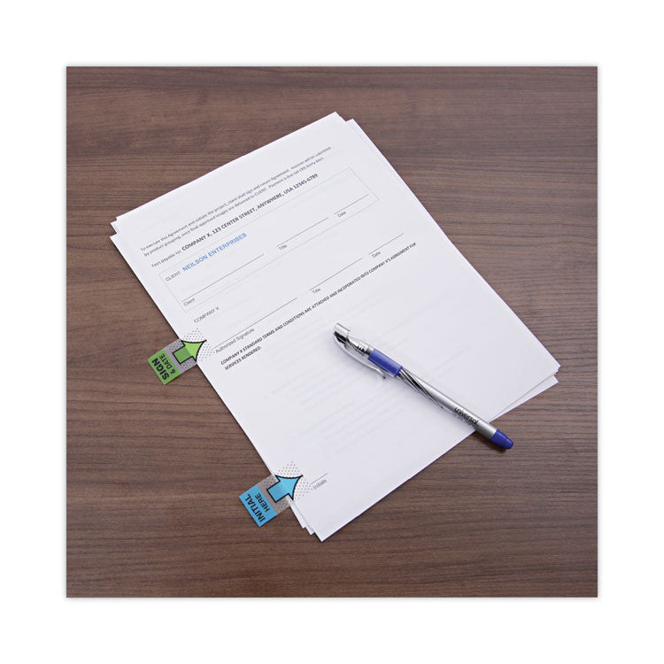 Deluxe Message Arrow Flags, "Initial Here", Blue, 100/Pack