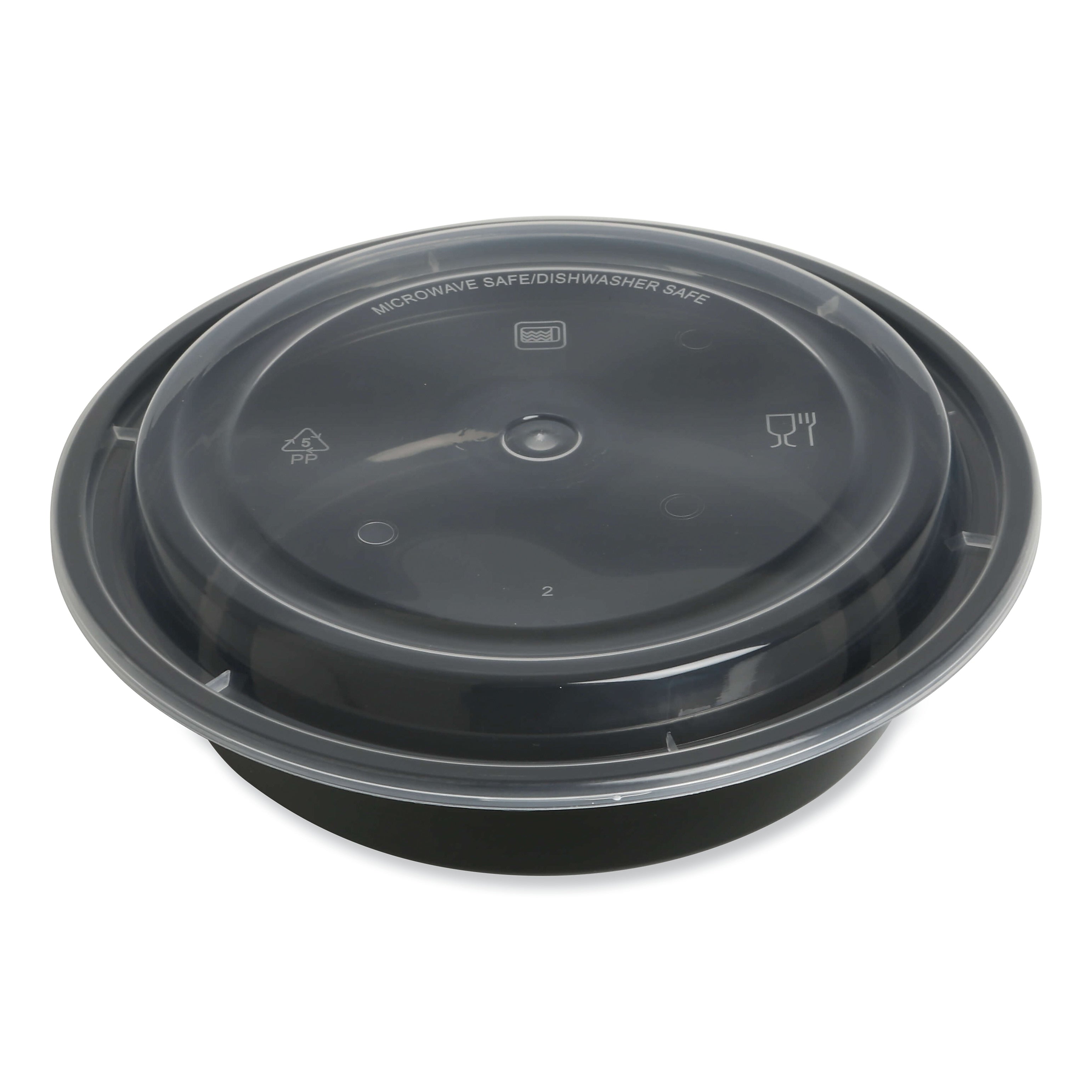 GEN Food Container with Lid, 24 oz, 7.28 x 7.28 x 1.96, Black/Clear, Plastic, 150/Carton