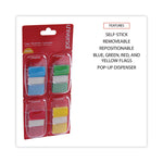 Deluxe Pop-Up Page Flags, 1 x 1.75, Four Assorted Colors, 50 Flags/Dispenser, 4 Dispensers/Pack