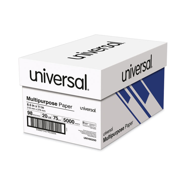 Deluxe Multipurpose Paper, 98 Bright, 20 lb Bond Weight, 8.5 x 11, Bright White, 500 Sheets/Ream, 10 Reams/Carton