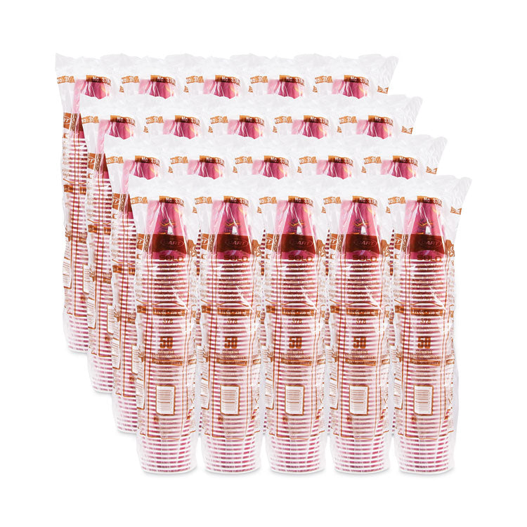Paper Hot Drink Cups in Bistro Design, 8 oz, Maroon, 50/Bag, 20 Bags/Carton