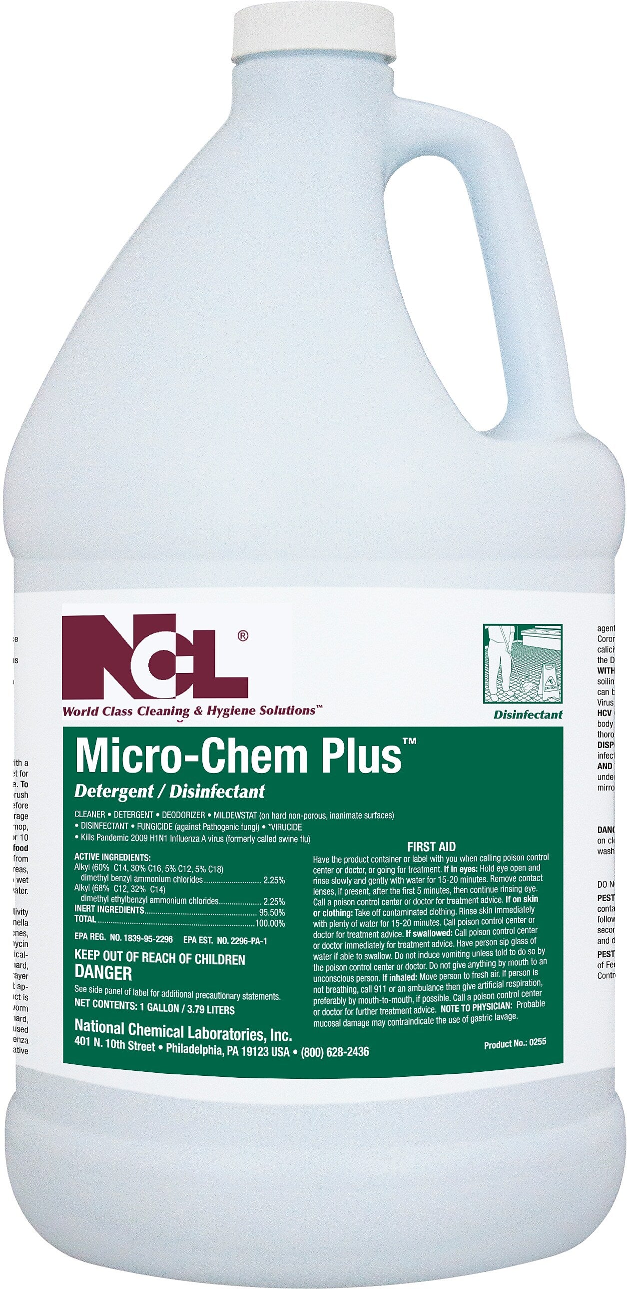 NCL Micro Chem Plus Disinfectant Detergent, 1 Gal., 4/Carton (0255-29)