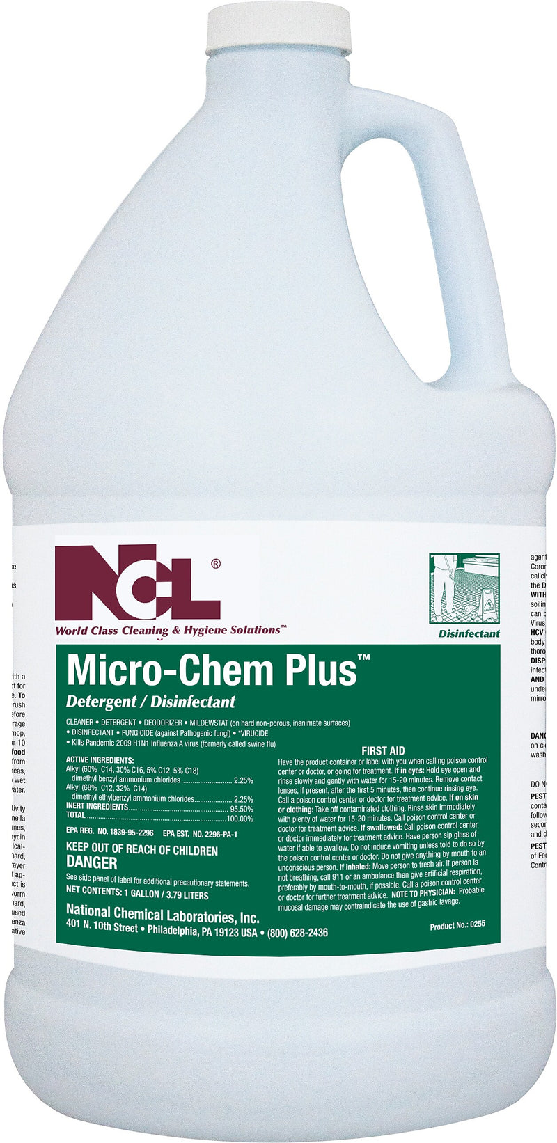 NCL Micro Chem Plus Disinfectant Detergent, 1 Gal., 4/Carton (0255-29)
