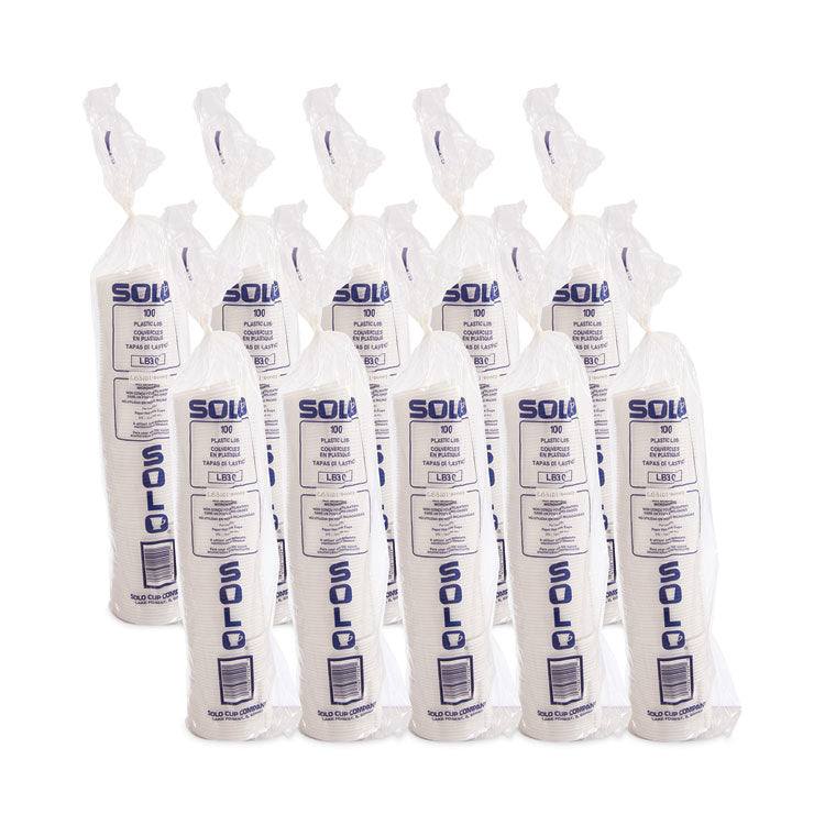 Lift Back and Lock Tab Lids for Paper Cups, Fits 10 oz Hot Cups, Plastic, White, 100/Sleeve, 10 Sleeves/Carton