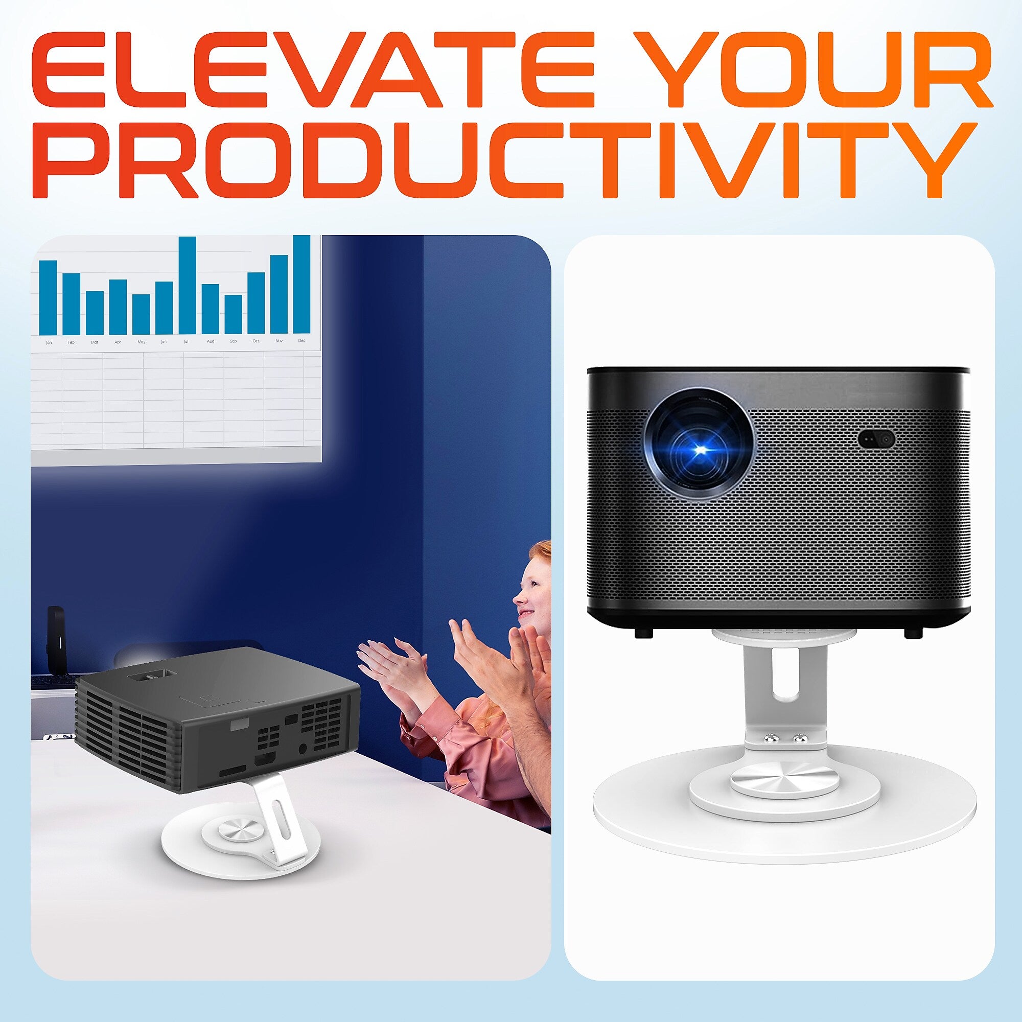 Delton 12D Projector Stand with 360° Rotating Base, White (DPS12D)