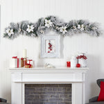 Nearly Natural 6-ft Flocked Poinsettia and Berry Artificial Christmas Garland with 50 Warm White LED Lights (W1312)