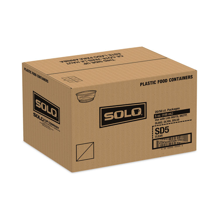 SoloServe Dome Cup Lids, Fits 5 oz to 8 oz Containers, Plastic, Clear, 50/Pack, 20 Packs/Carton