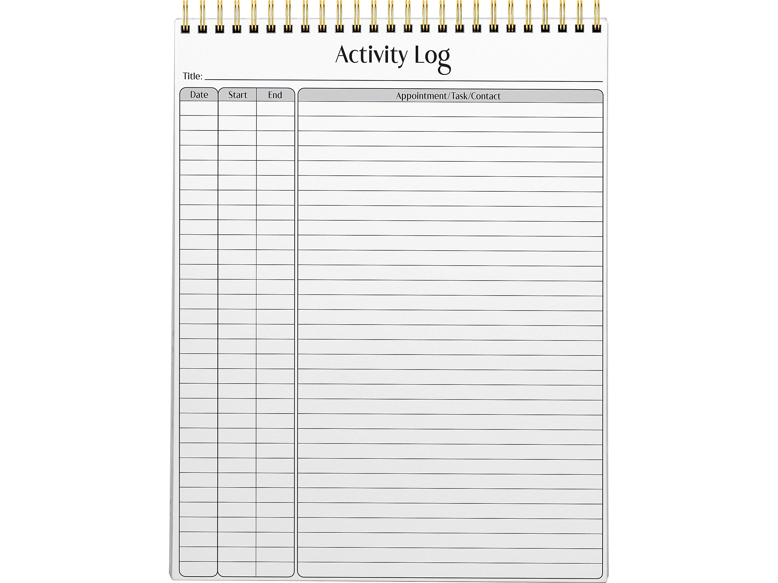 Better Office Activity Log Notepad, 8.5" x 11", Project-Ruled, White/Black, 50 Sheets/Pad (25826)