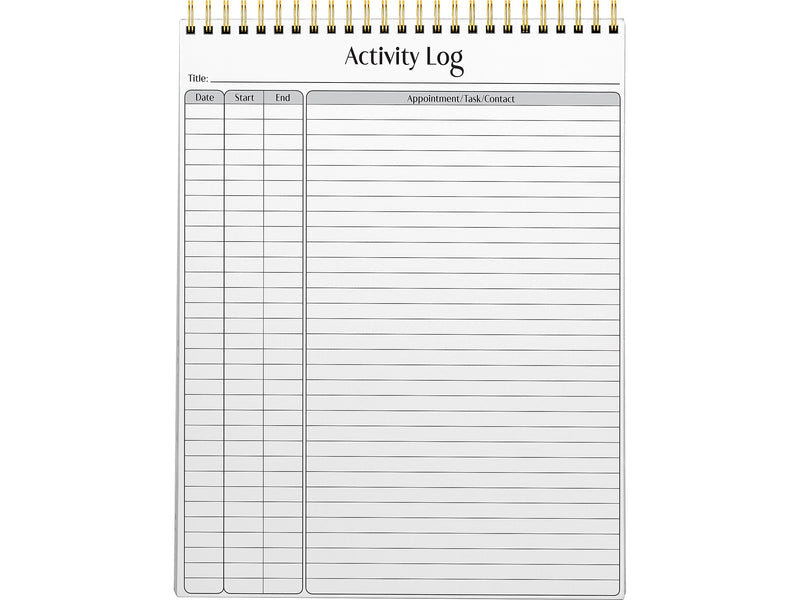 Better Office Activity Log Notepad, 8.5" x 11", Project-Ruled, White/Black, 50 Sheets/Pad (25826)