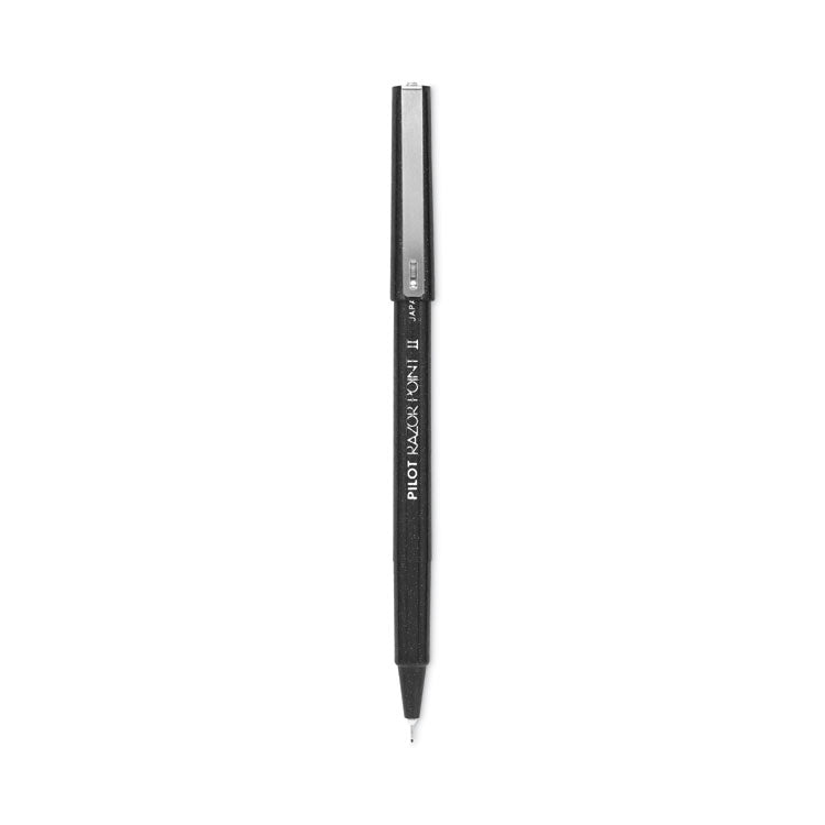 Razor Point II Super Fine Line Porous Point Pen, Stick, Super-Fine 0.2 mm, Black Ink, Black Barrel, Dozen