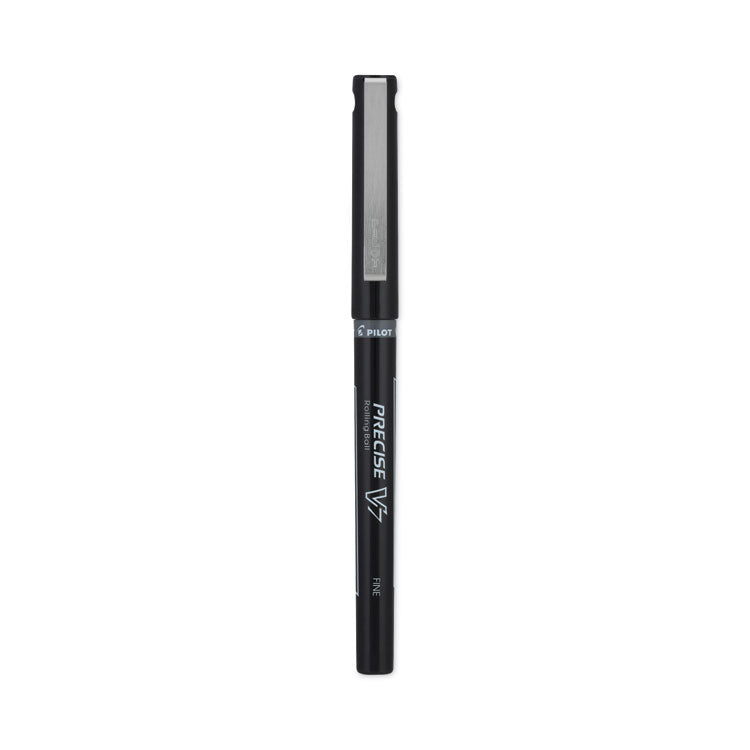 Precise V7 Rollerball Pen, Stick, Fine 0.7 mm, Black Ink, Black/Clear Barrel, Dozen