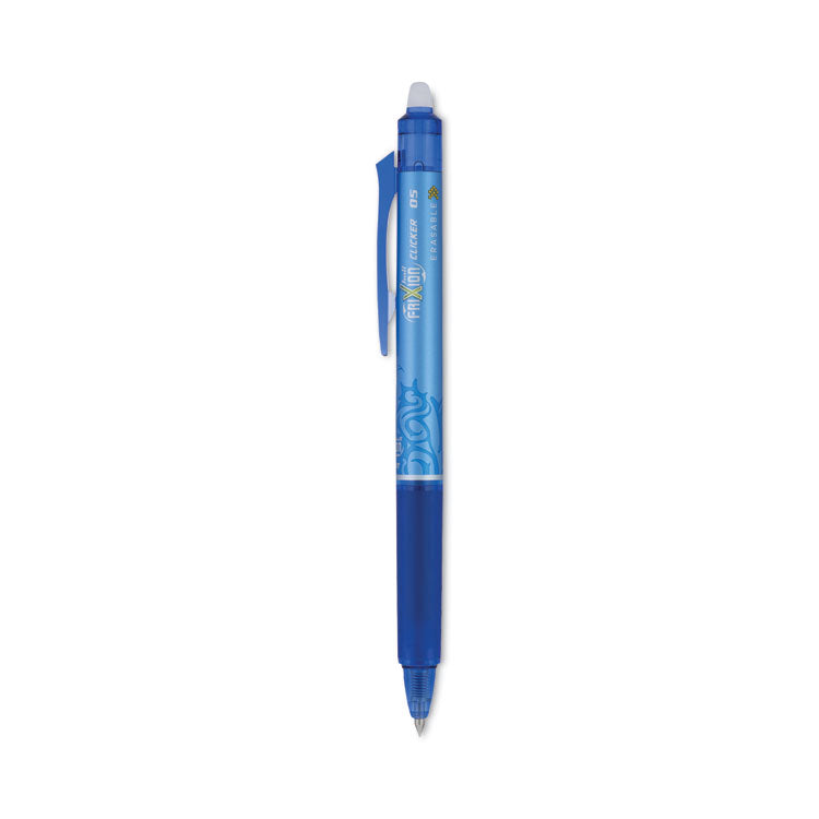 Frixion Clicker Erasable Gel Pen, Retractable, Extra-Fine 0.5 Mm, Blue Ink, Blue Barrel, Dozen