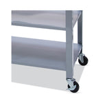 Countertop Serving Cart, Wood, 3 Shelves, 3 Drawers, 35.5" x 19.75" x 34.25", Oak/Gray