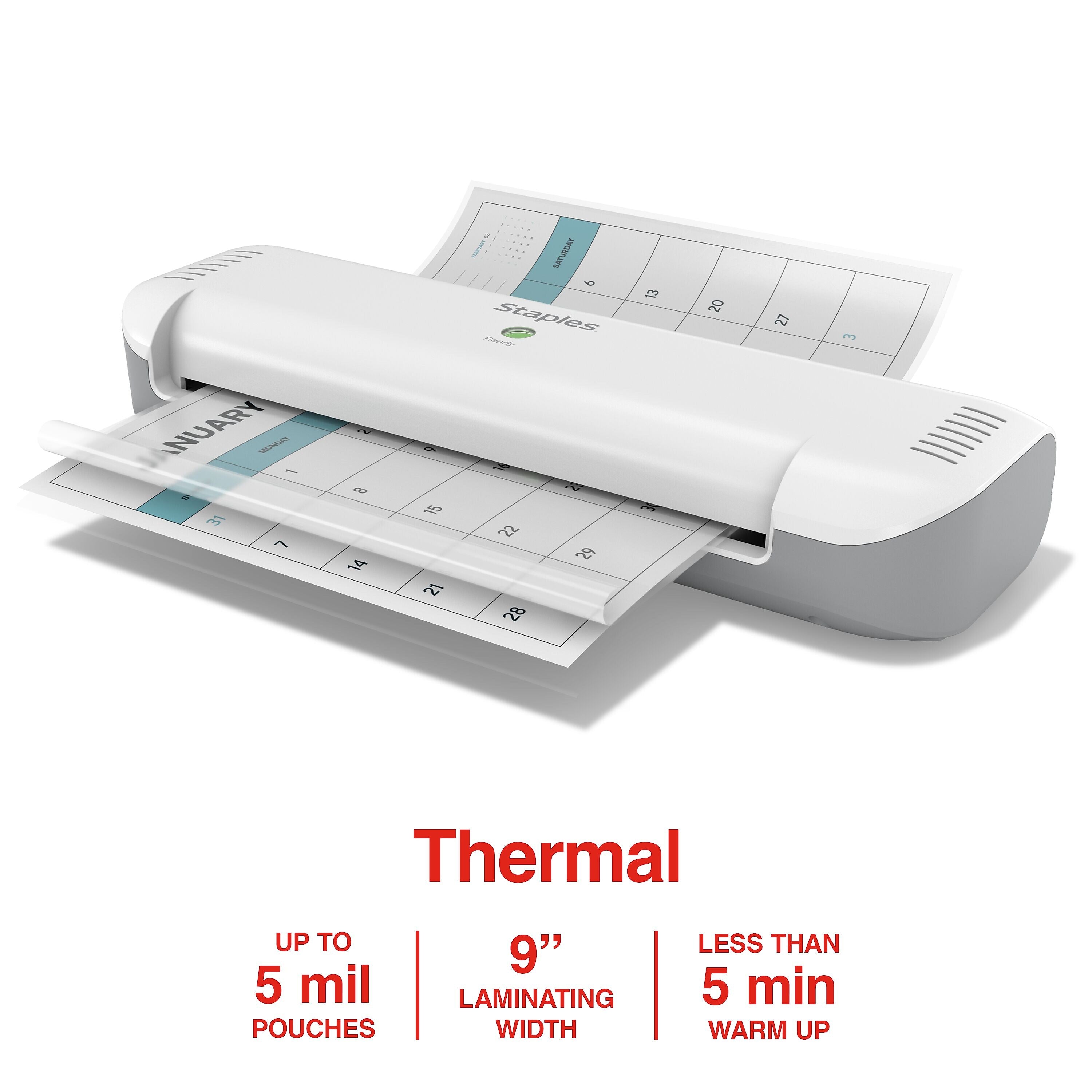 Staples® Thermal Laminator, 9" Width, White/Gray (OL141)