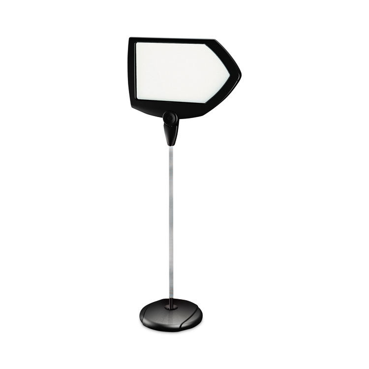 Magnetic Dry Erase Floor Stand Signs, White 25" x 17" Arrow Surface, Black/Silver Frame, 25" x 10" x 38" to 63"