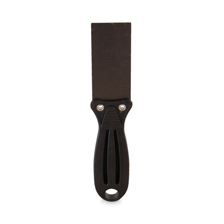 Putty Knife, 1.5" Wide, Carbon Steel Blade, Flexible Handle, Black/Silver, 24/Carton