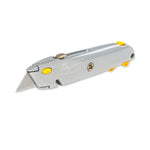 Quick-Change Utility Knife with Twine Cutter and (3) Retractable Blades, 6" Metal Handle, Gray, 6/Box