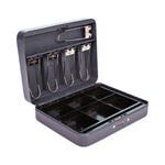 Cash Box with Combination Lock, 6 Compartments, 11.8 x 9.5 x 3.2, Charcoal