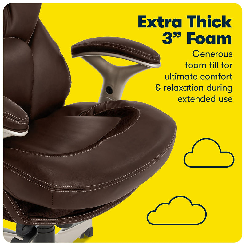 Serta Works Ergonomic Faux Leather Swivel Executive Chair with Back in Motion Technology, Chestnut (44186B)