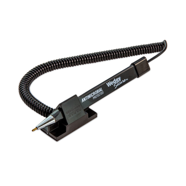 Wedgy Secure Antimicrobial Ballpoint Counter Pen, Fine 0.5 mm, Black Ink, Black Barrel