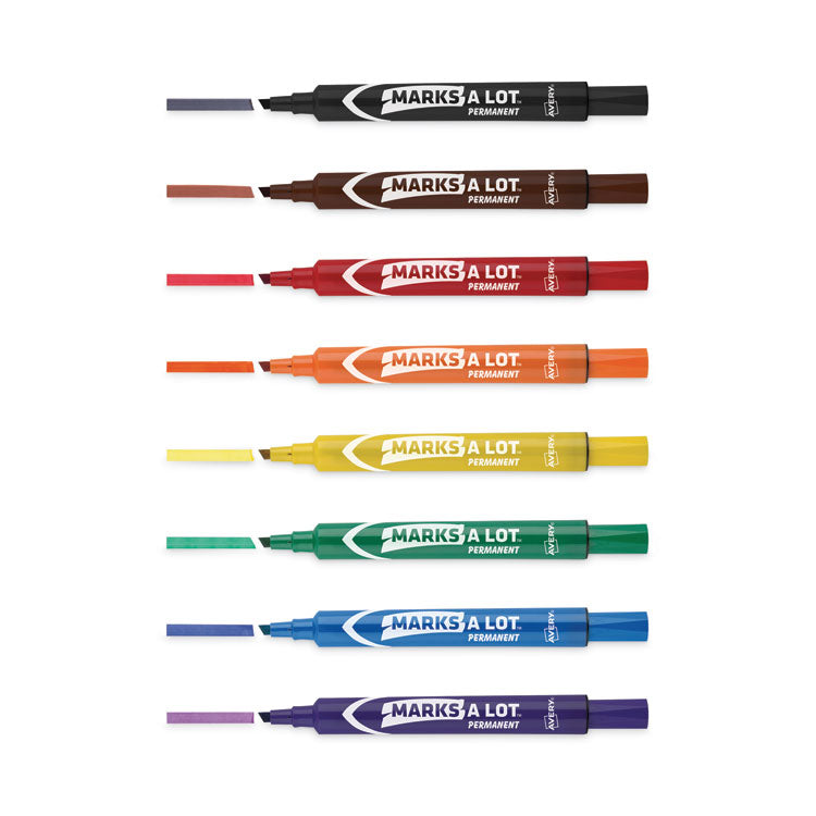 Marks A Lot Large Desk-Style Permanent Marker, Broad Chisel Tip, Assorted Colors, 12/set (24800)