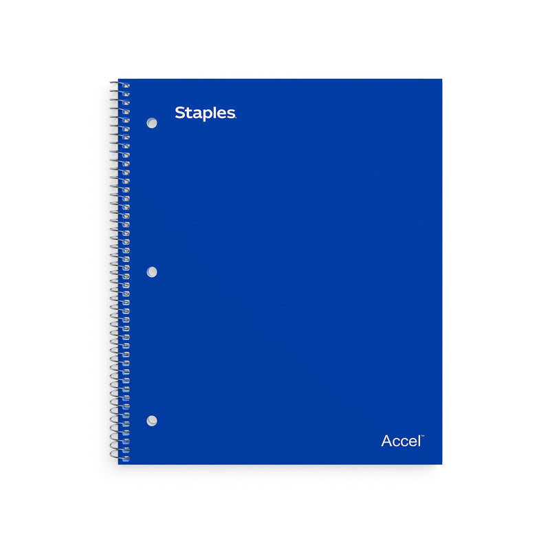 Staples Accel 1-Subject Subject Notebook, 8-1/2" x 11", Graph Ruled, Assorted, 12/Pack (25855CT)