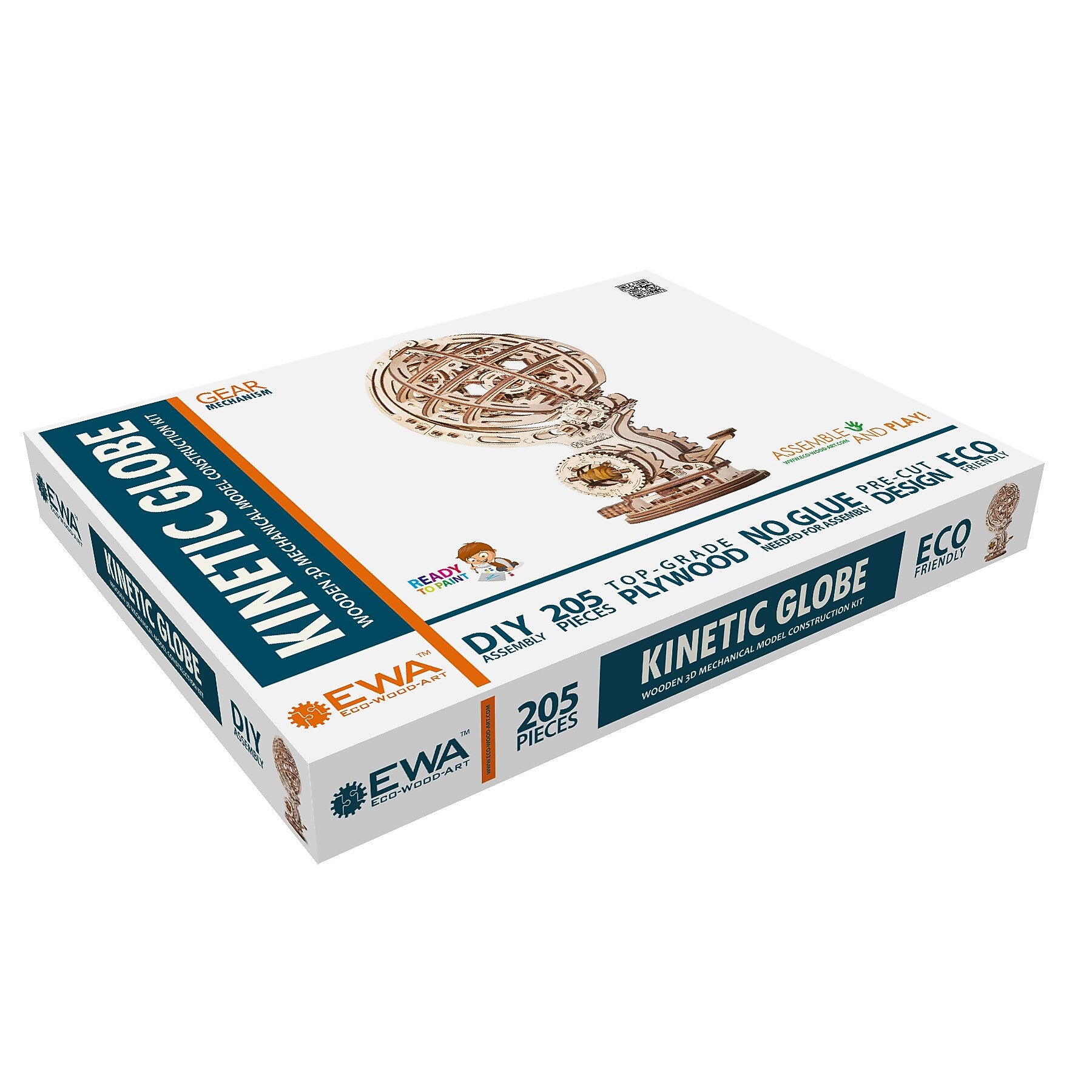 EWA Eco-Wood-Art Kinetic Globe 3D Wooden STEM Construction Kit, 205 Pieces/Set (AVRAV0523305)
