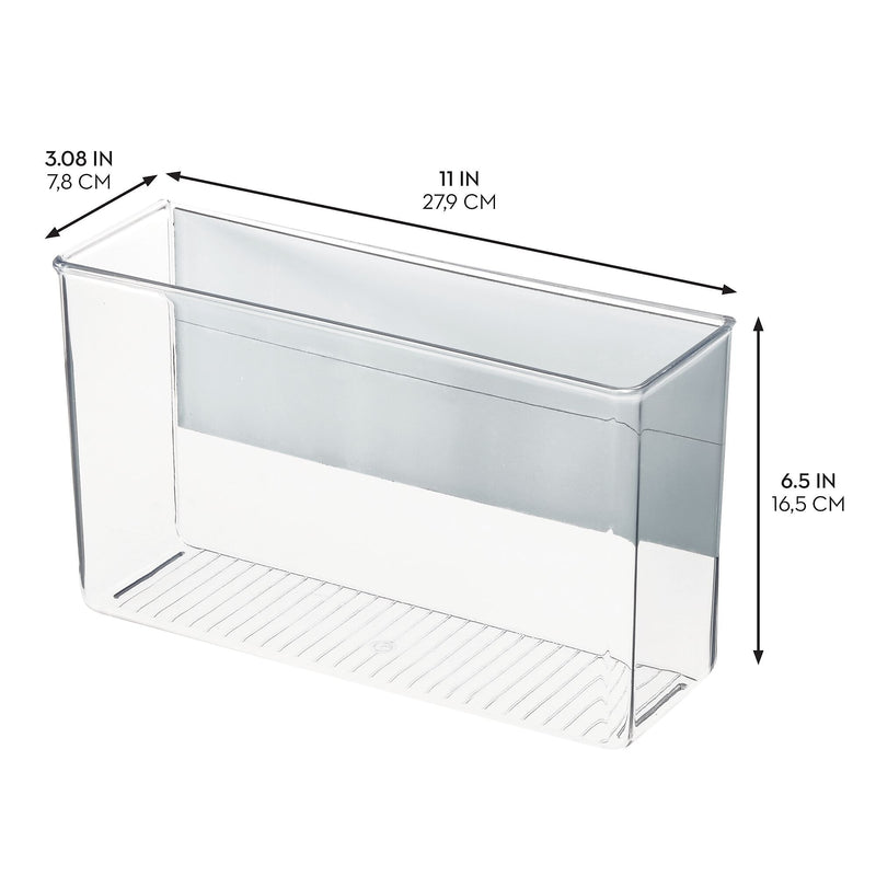 iDESIGN Magnetic Plastic Storage Bin, 6.25" x 3"x 11", Clear, 4/Pack (28111M4)
