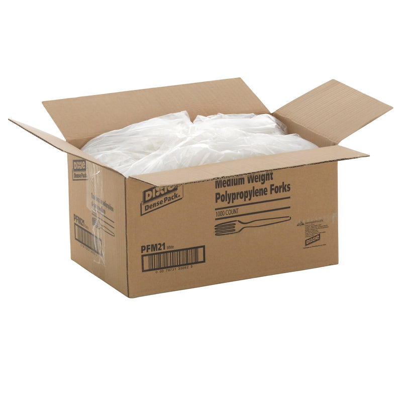 Dixie Plastic Fork 6", Medium-Weight, White, 1000/Pack (PFM21)