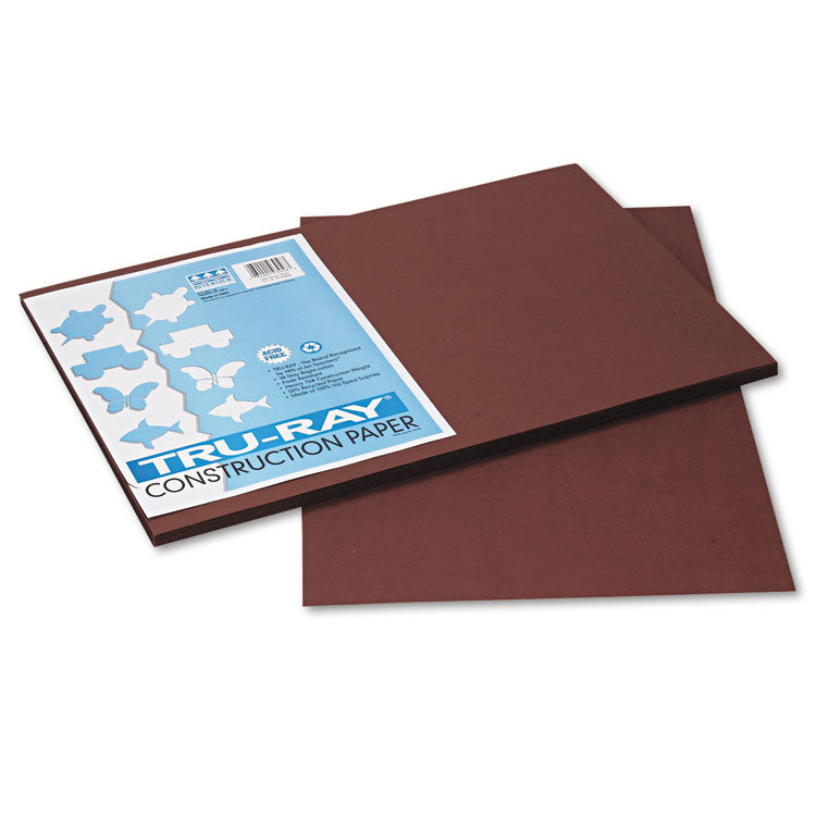 Tru-Ray Construction Paper, 76 lb Text Weight, 12 x 18, Dark Brown, 50/Pack