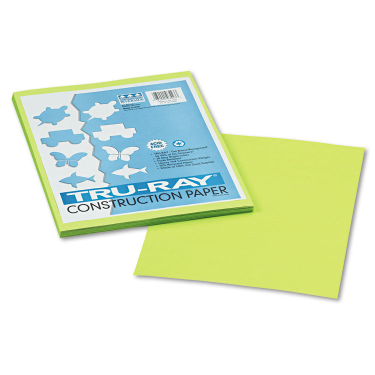 Tru-Ray Construction Paper, 76 lb Text Weight, 9 x 12, Brilliant Lime, 50/Pack