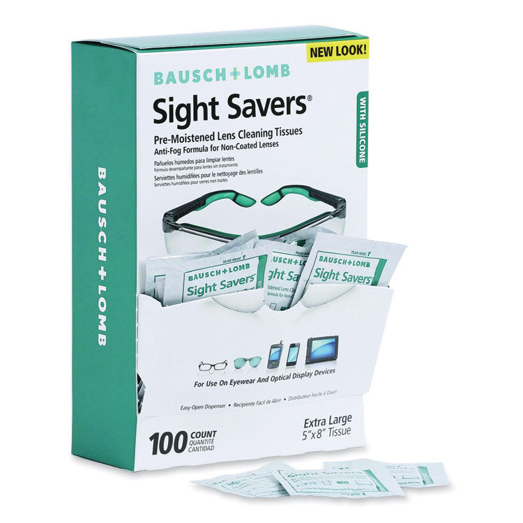 Sight Savers Pre-Moistened Anti-Fog Tissues With Silicone, 8 X 5, 100/box