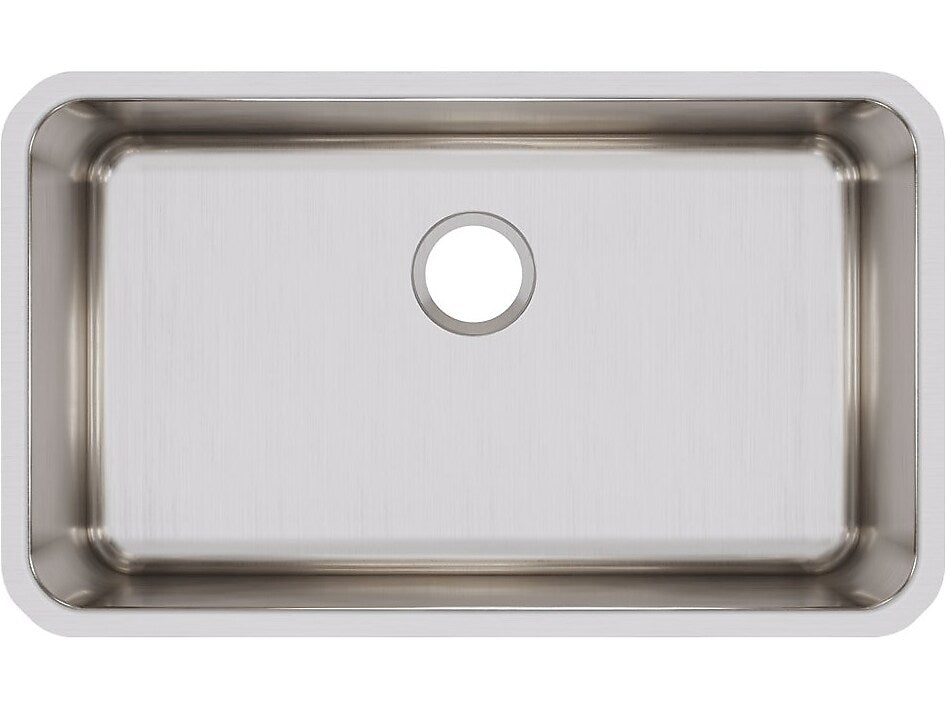 Elkay Lustertone Classic Single-Bowl Undermount Sink, 10" x 30.5" x 18.5", Stainless Steel, Lustrous Satin (ELUH281610)