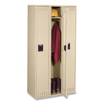 Single-Tier Locker, Three Lockers with Hat Shelves and Coat Rods, 36w x 18d x 72h, Sand