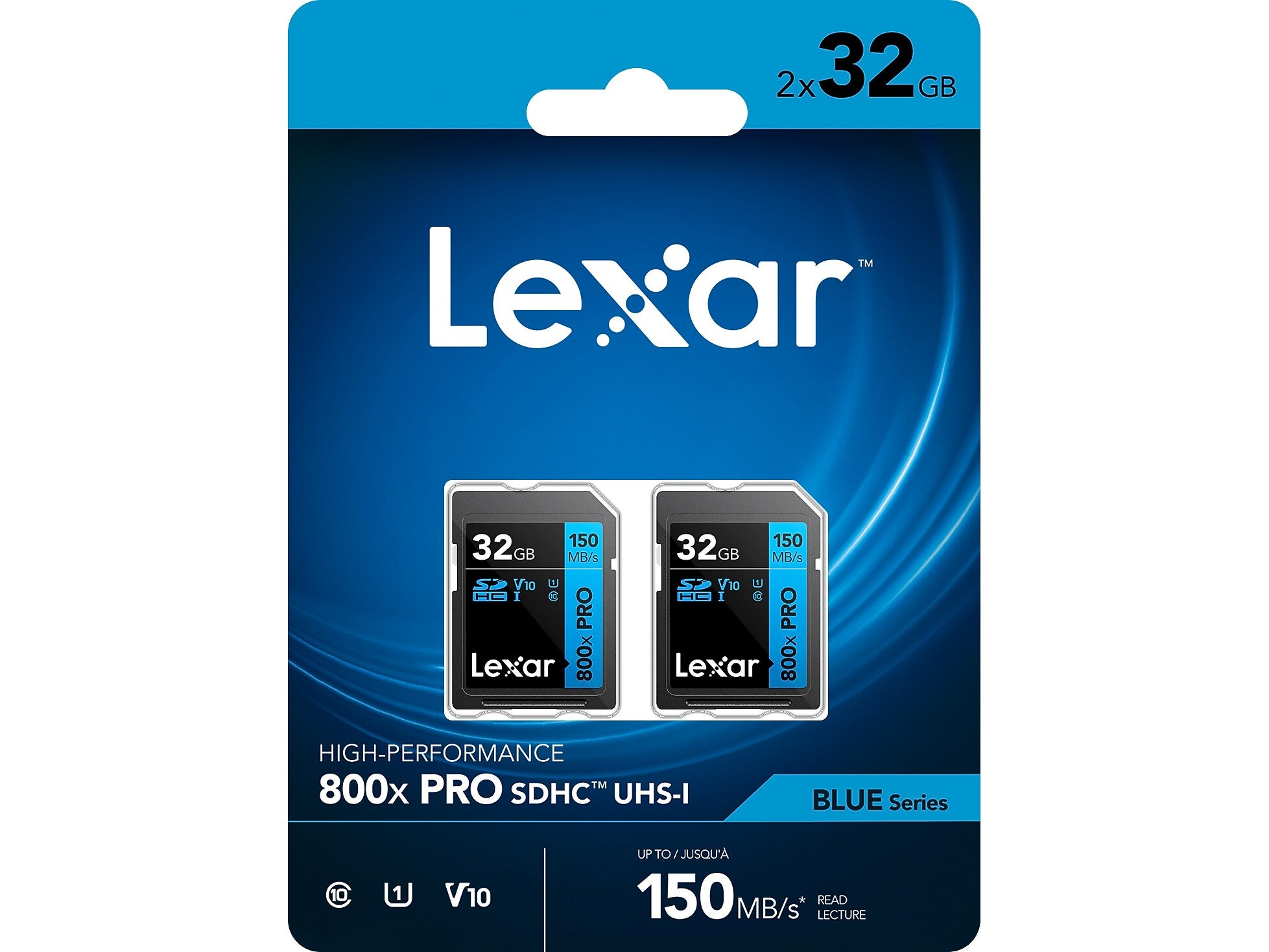 Lexar High-Performance 800x PRO BLUE Series 32GB SDHC Memory Card, Class 10, UHS-I, V10, 2/Pack (LSD0800P032G-B2NNU)