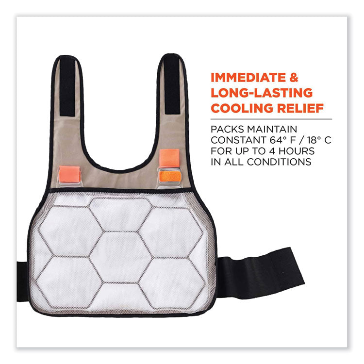 Chill-Its 6230 Standard Phase Change Cooling Vest with Packs, Cotton, Large/X-Large, Khaki