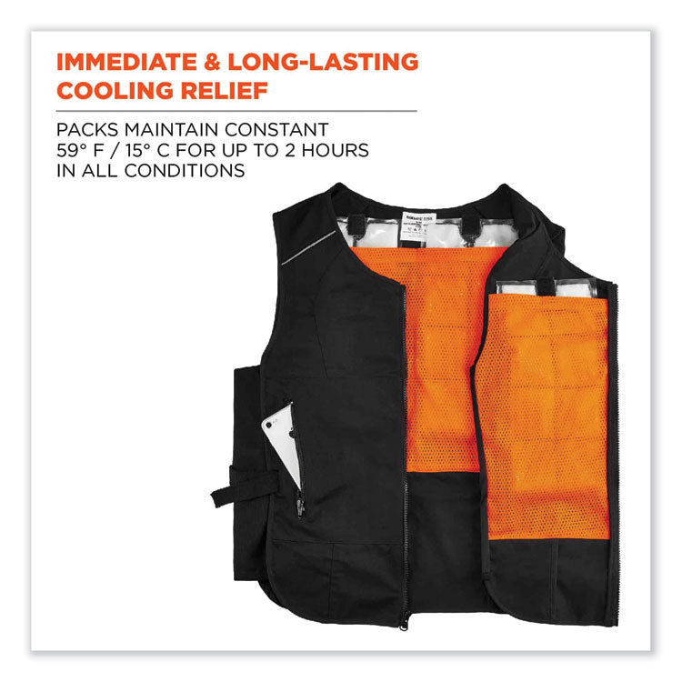 Chill-Its 6260 Lightweight Phase Change Cooling Vest with Packs, Cotton/Polyester, Large/X-Large, Black