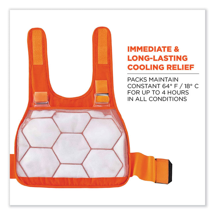 Chill-Its 6215 Premium FR Phase Change Cooling Vest with Packs, Modacrylic Cotton, Small/Medium, Orange